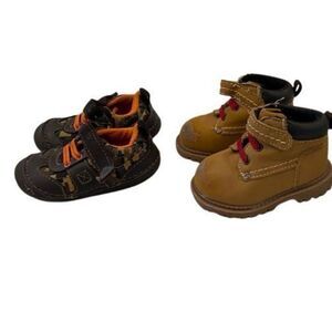 Lot of 2 Toddler Boy Shoes Boots Size 3 and 4 Brahma